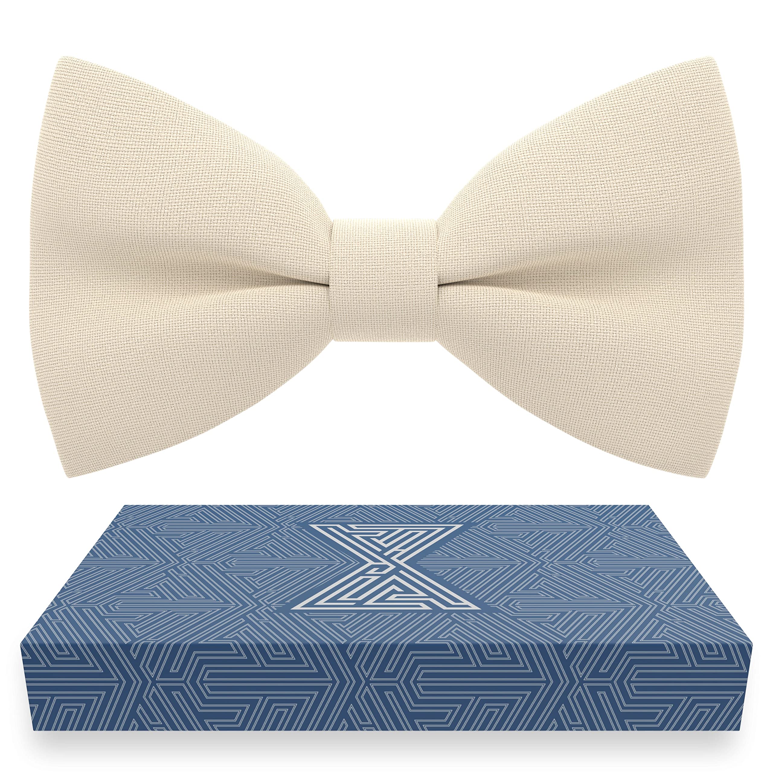 Photo 1 of Bow Tie House Men's Classic Pre-Tied Bow Tie Formal Solid Tuxedo (Large, Ivory-Beige)
