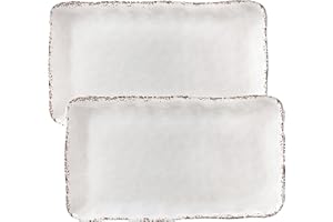 ZAROCRUS Farmhouse Melamine Serving Platters Set of 2, 17"x10" Large Rectangular Melamine Serving Trays for Serving Food on P