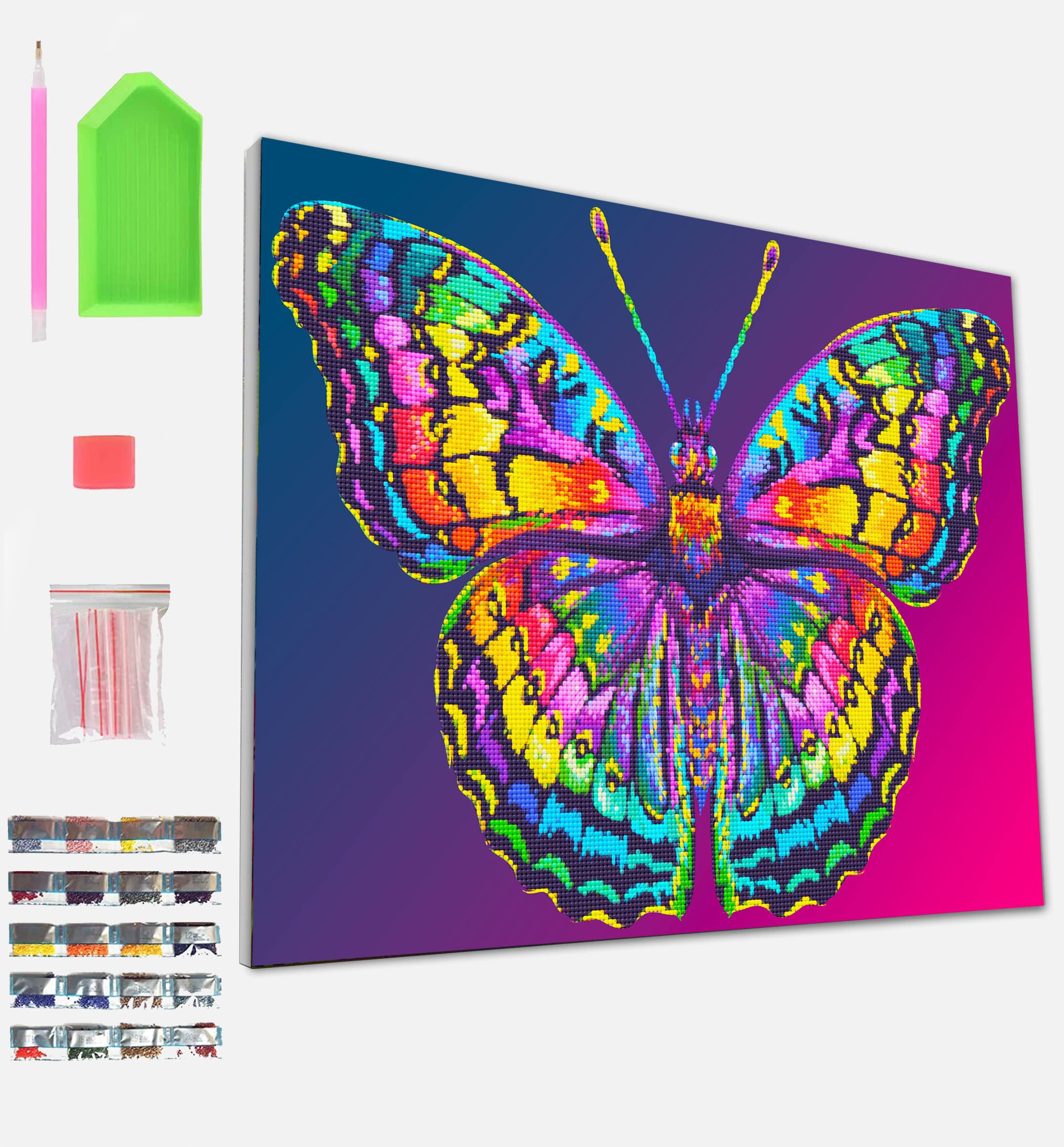 Splat Planet Butterfly wall Art Framed Diamond Painting Kit, Rhinestone, Framed Diamond Art, 5D Diamond Painting Kit, Home Wall Decoration,Arts and Crafts for Adults,Kids, 30x40cms
