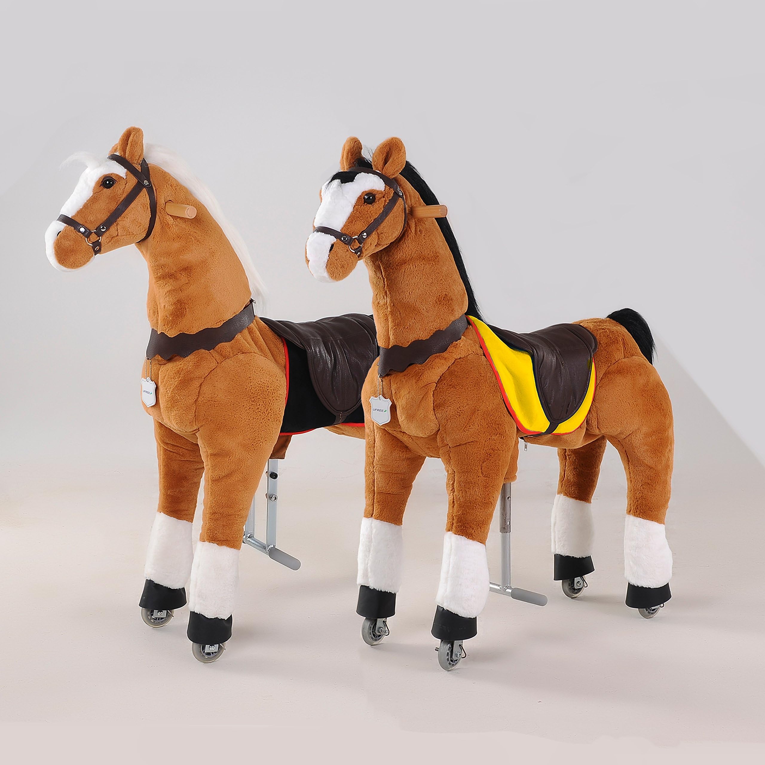 UFREE Large Ride on Toy Bulk(Both Large Horse with Black Mane and Tail)