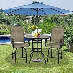 3 PC Outdoor Swivel Bar Sets, All Weather Height