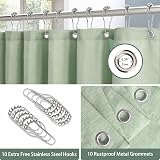 Shower Curtain Linen Look 152x214cm Sage Green with Metal Hooks view 3
