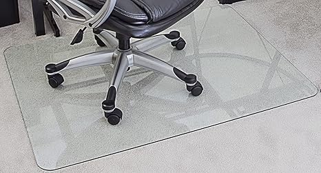 Myglassmat 36 X 48 Inch Tempered Glass Chair Mat For Carpet And Hard Floors Rounded Corners Smooth Polished Edges 1 4 Inch Thick Clear Glass