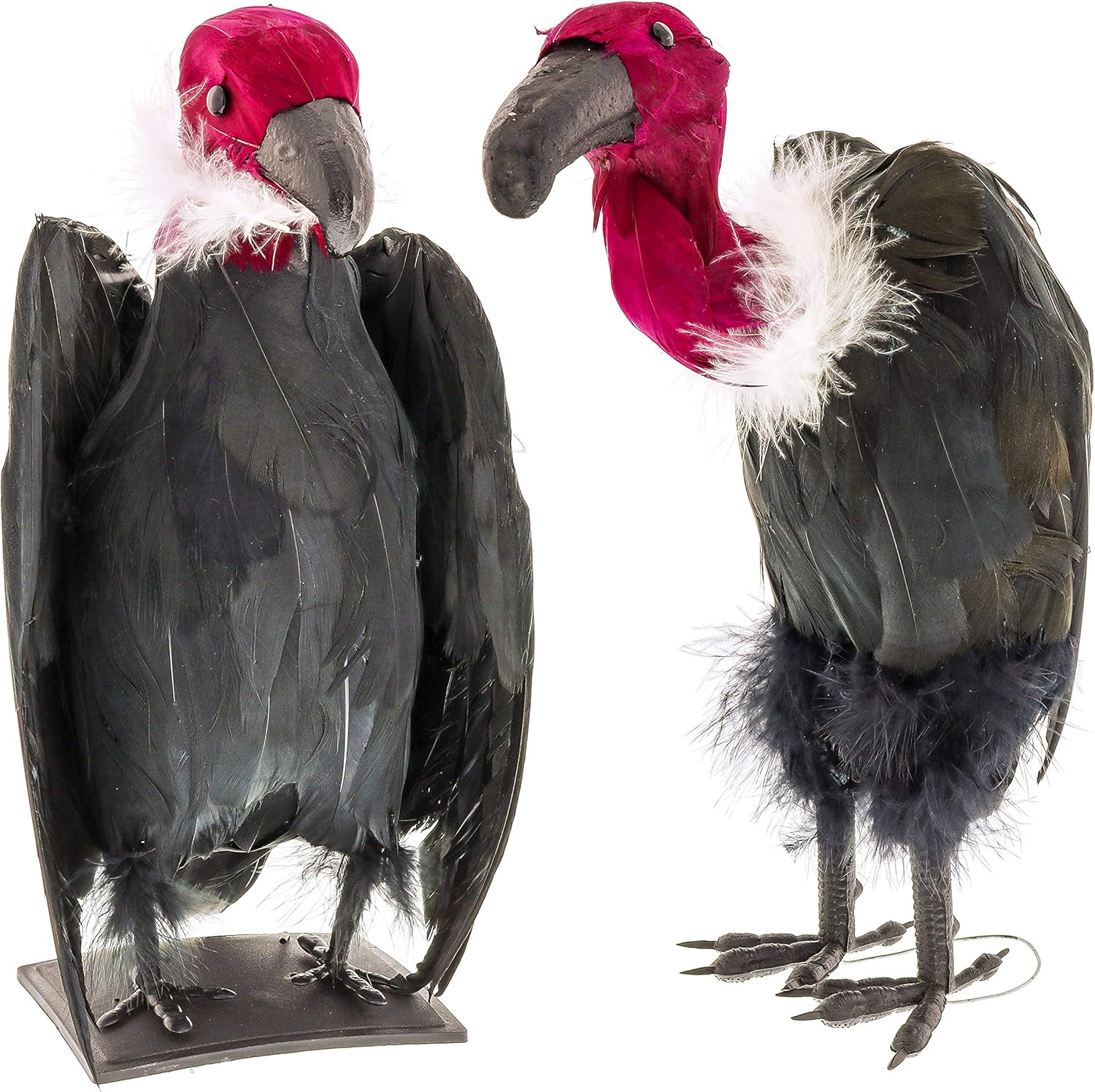 Amazon Com Halloween Haunters Realistic Large 12 Feathered Black Vultures Prop Decoration Set Of 2 Scary Standing Scavenger Birds With Feather Wings Tree Haunted House Graveyard Tombstone Party Display Home Kitchen