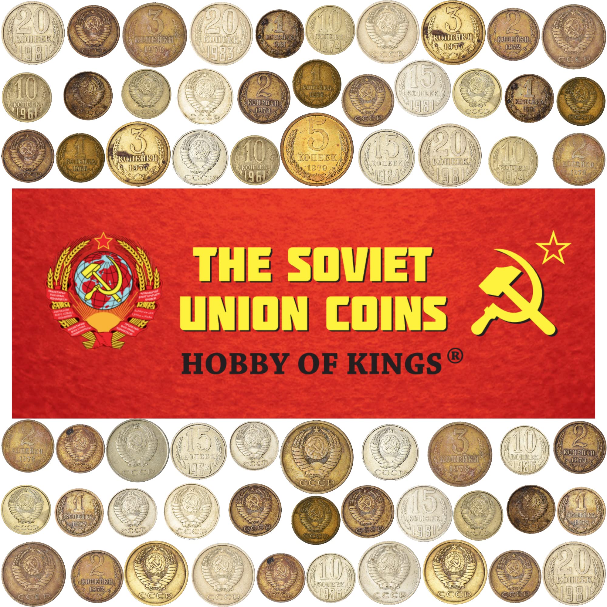 Lot of 30 Soviet Union Kopeks Coins | Cold War | Hammer and Sickle | USSR Money Collection 1961 - 1991