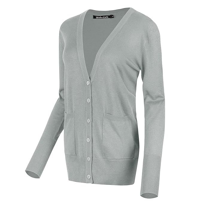 Urban GoCo Damen Strickjacke Cardigan mit V-Ausschnitt