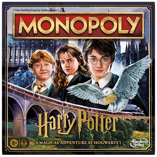 Monopoly Harry Potter Edition Board Game for Kids 8+, Strategy Family Game with Hogwarts Locations, Golden Tokens, House Cards & Owl Post, 2–6 Players, For Kids & Familes
