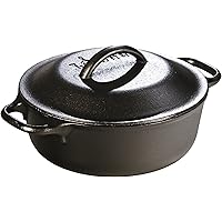 Lodge 2 Quart Cast Iron Dutch Oven. Pre-seasoned Pot with Lid for Cooking, Basting, or Baking