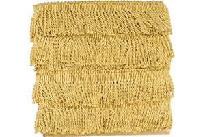 12 Yards Fringe Trim Curtain Fringes 2.5 Inch Wide Fabric Trims Tassel for Sewing Clothing DIY Crafts Home Decor, Gold
