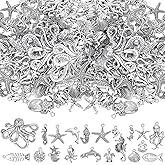 Kigeli 100 Pcs Summer Beach Charms for Jewelry Making - Sea Theme Ocean Enamel Pendant Charms Mermaid Marine Nautical for Necklace Bracelet Earring Slime DIY Jewelry Craft Accessories