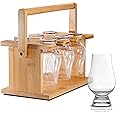 CairnCaddy Bamboo Whiskey Glass Holder - Carrier and Drying Rack for Whisky Tasting Glassware