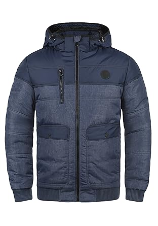 Blend Borinho Herren Jacke Steppjacke warme Übergangsjacke gefüttert mit Kapuze und Color-Block-Optik