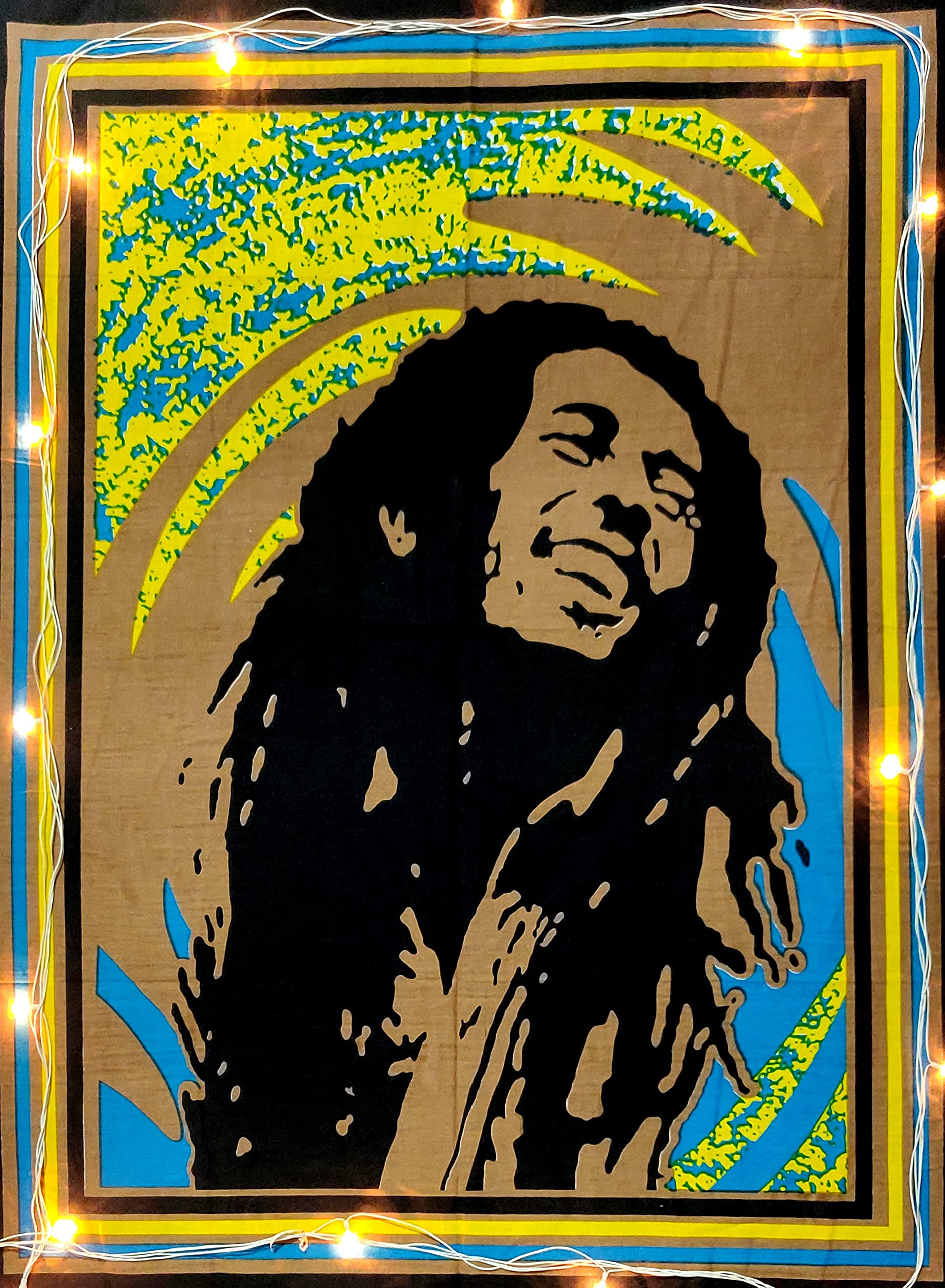 ICC Bob Marley Laughing Poster 30x40 In Hippie Bohemian Tapestry Psychedelic Flag Gift Wall Hanging Dorm Decor Blanket Tapestries Hippy Hippie Rasta Reggie Collage Mat Decoration (Green)