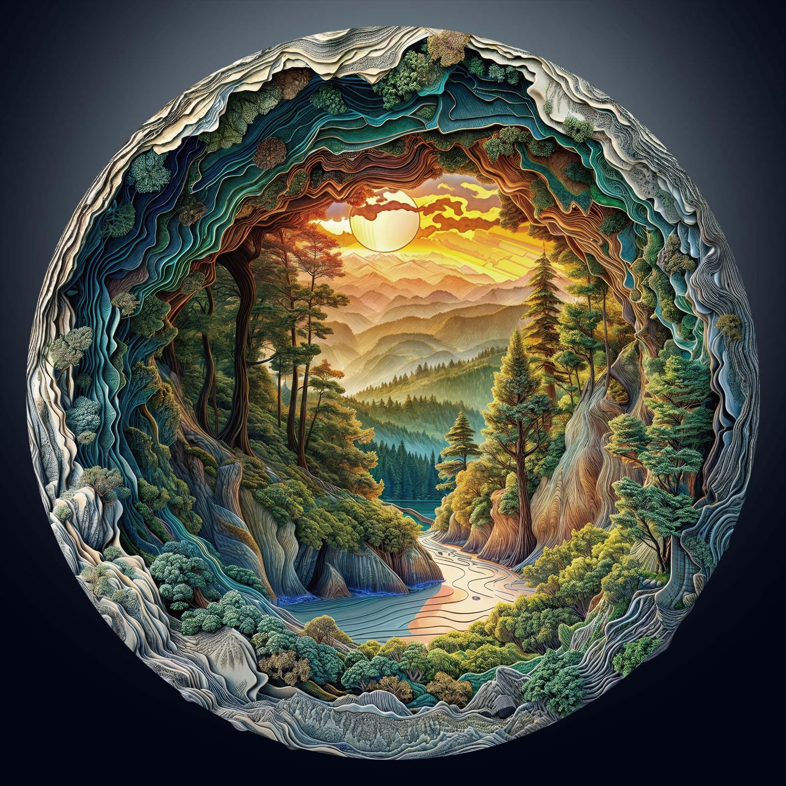 Photo 1 of 1000 Piece Puzzle for Adults, 3D Visual Cave Forest Jigsaw Puzzles for Adult, 26.6 x 26.6in 1000 Pieces Flat Puzzle, Christmas Birthday Party Home Decor Gifts for Family Friends