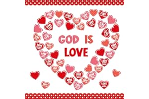 ARIANQICULT 88Pcs Valentine's Day God is Love Heart Bulletin Board Decoration Set Valentine Bible Verses Heart Cutout and Heart Border Trim Faith Religious Wall Decor for Classroom Preschool Chalkboard