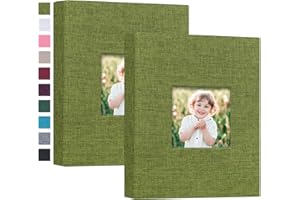 Mublalbum Small Photo Album 5x7 Photos 2 Pack Linen Cover Each Mini Photo Book 26 Pages Holds 52 Vertical 5x7 Pictures for Artwork Postcards or Picture Storage (Green)