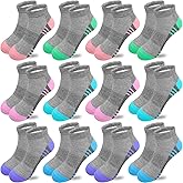 Bemeol Girls Socks 12 Pairs Kids Ankle Athletic Sock Cotton Sports Low Cut Socks
