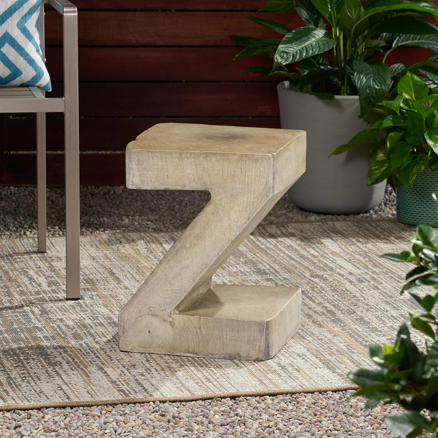 Christopher Knight Home 305834 Jingle Outdoor Weight Concrete Side Table, Light Gray : Garden & Outdoor