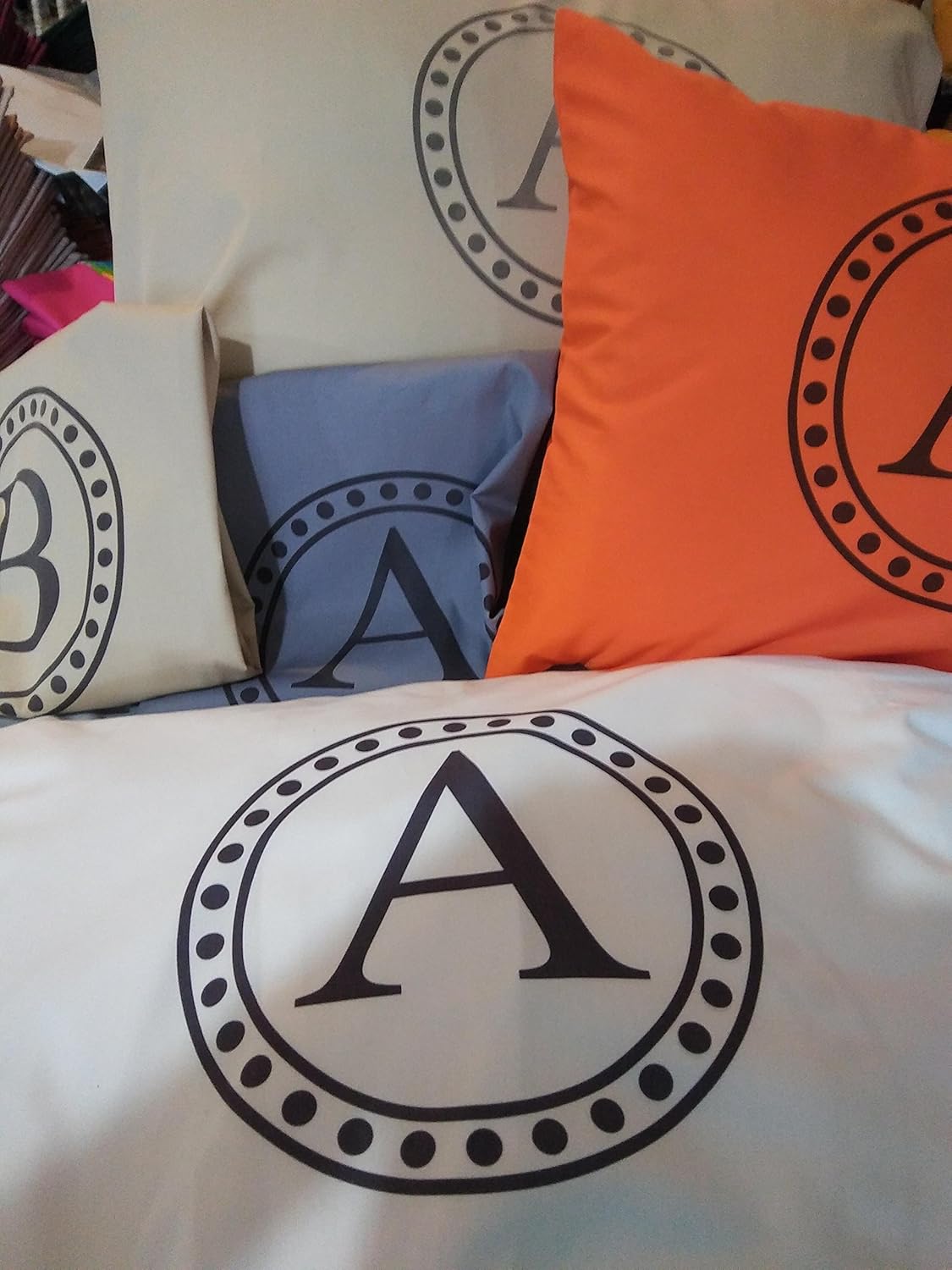 Amazon Com Euro Pillow Sham Monogram Initial Personalized Solid