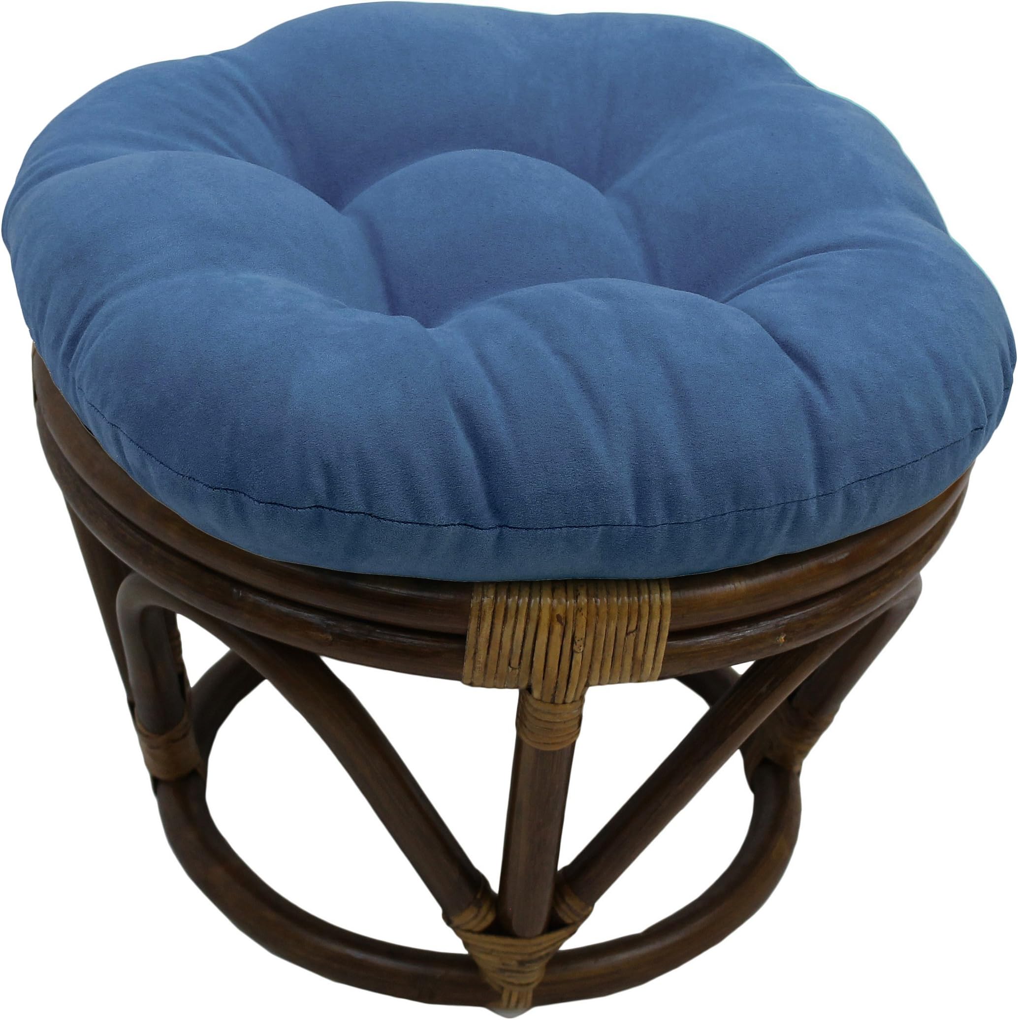 Blazing Needles Solid Microsuede Tufted Round Footstool Cushion, 18", Java