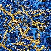 Ottwlli Ottwlli150Gram Royal Blue & Gold Color Crinkle cut paper shred Filler Gift Box Filling Easter Grass for Wedding, Birthday, Anniversary,Valentine, Christmas Gift Box Filler