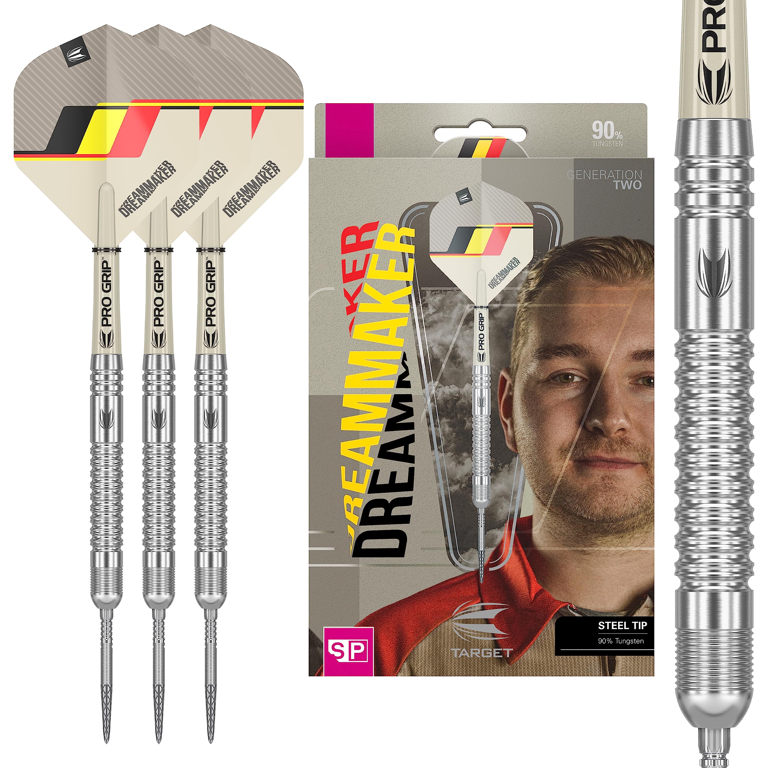 Target Darts Dimitri Van den Bergh Dream Maker G2 21G 90% Tungsten Swiss Point Steel Tip Darts Set