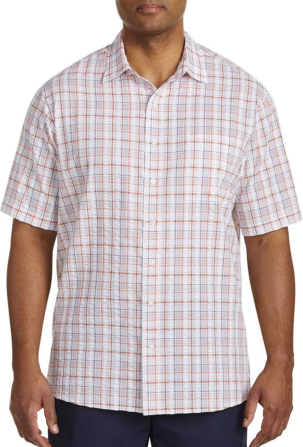 Harbor Bay by DXL Big and Tall Large Plaid Seersucker Sport Shirt at