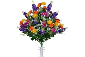 Sympathy Silks Artificial Cemetery Flowers – Realistic Wildflower Outdoor Grave Decorations - Purple Violet Wildflower Bouquet