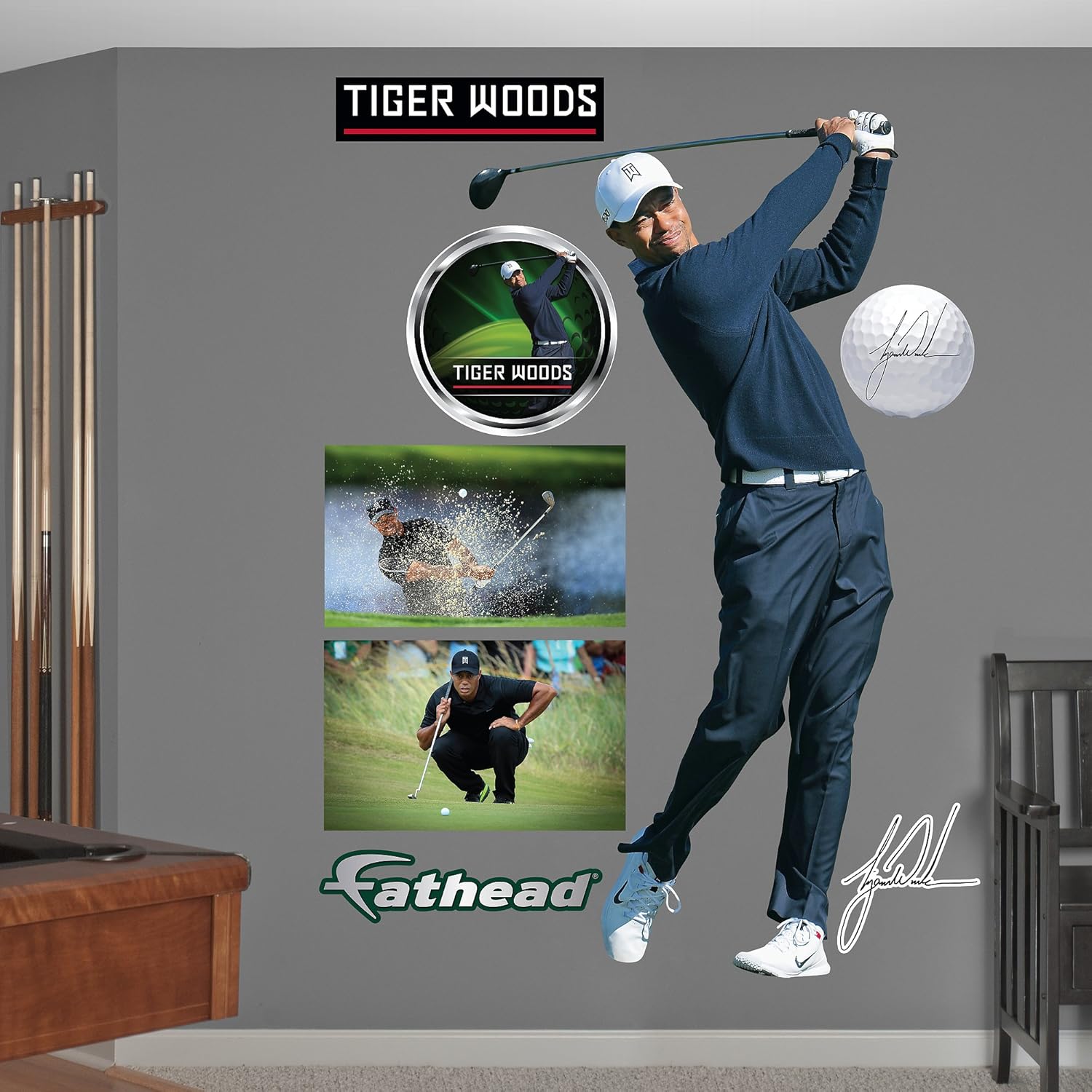 Amazon Com Fathead Golf Tiger Woods Life Size Officially Licensed Removable Wall Decal Sports Outdoors