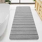 LOCHAS Long Bathroom Rugs Runner, 24" x 60" Large Bath Rug Non Slip Washable, Absorbent Microfiber Bath Mat Luxury Soft, Cozy Bathroom Runner Rug for Shower Quick Dry, Grey
