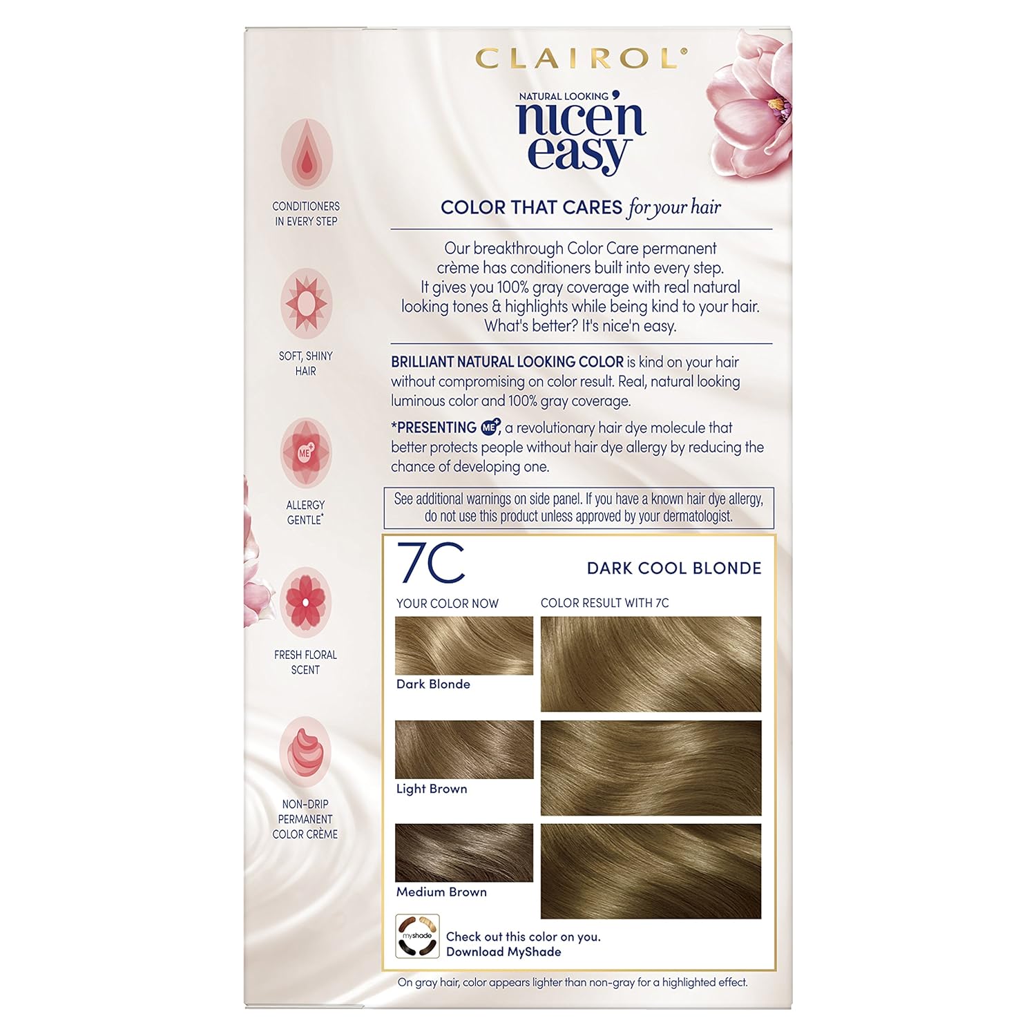 Clairol Nice'n Easy Permanent Hair Color, 7C Dark Cool Blonde, Pack of 1 : Beauty