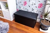Nyxi Faux Leather 76x38x38cm Foldable Storage Ottoman Seat Black view 2