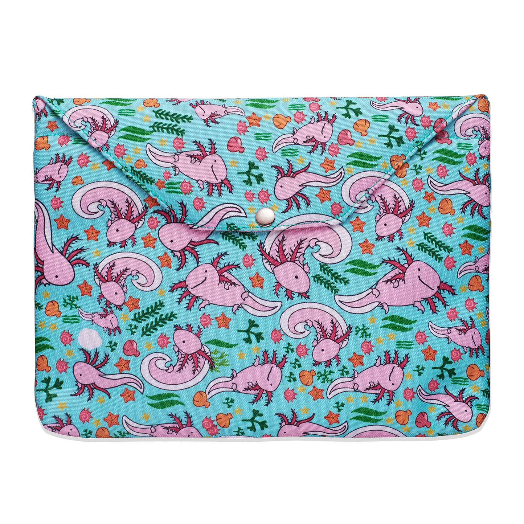 Axolotl Gifts Book Protector Pouch - Medium 11 Inch X 9 Inch, Book Sleeves with Zipper, Padded, Washable Fabric