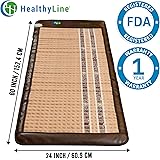 HealthyLine Infrared Heating Mat - Relieve Pain, Sore Muscles, Arthritis and Injury Recovery - (Soft & Flexible) - Amethyst, Jade & Tourmaline Ceramic Stone - 60″ x 24″ - US FDA