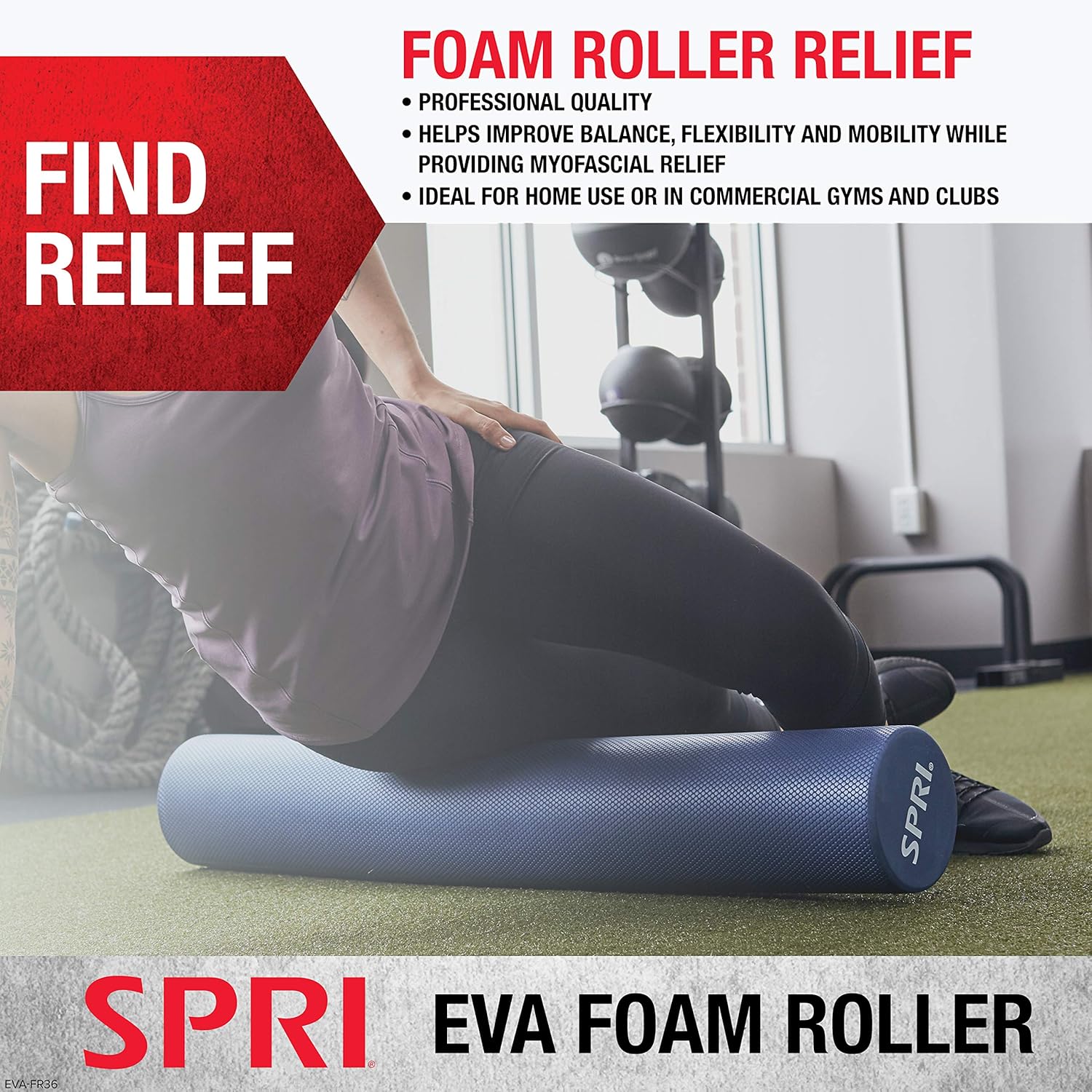 SPRI Foam Roller Round High Density Closed Cell EVA Foam, 36-Inch : Exercise Foam Rollers : Sports & Outdoors