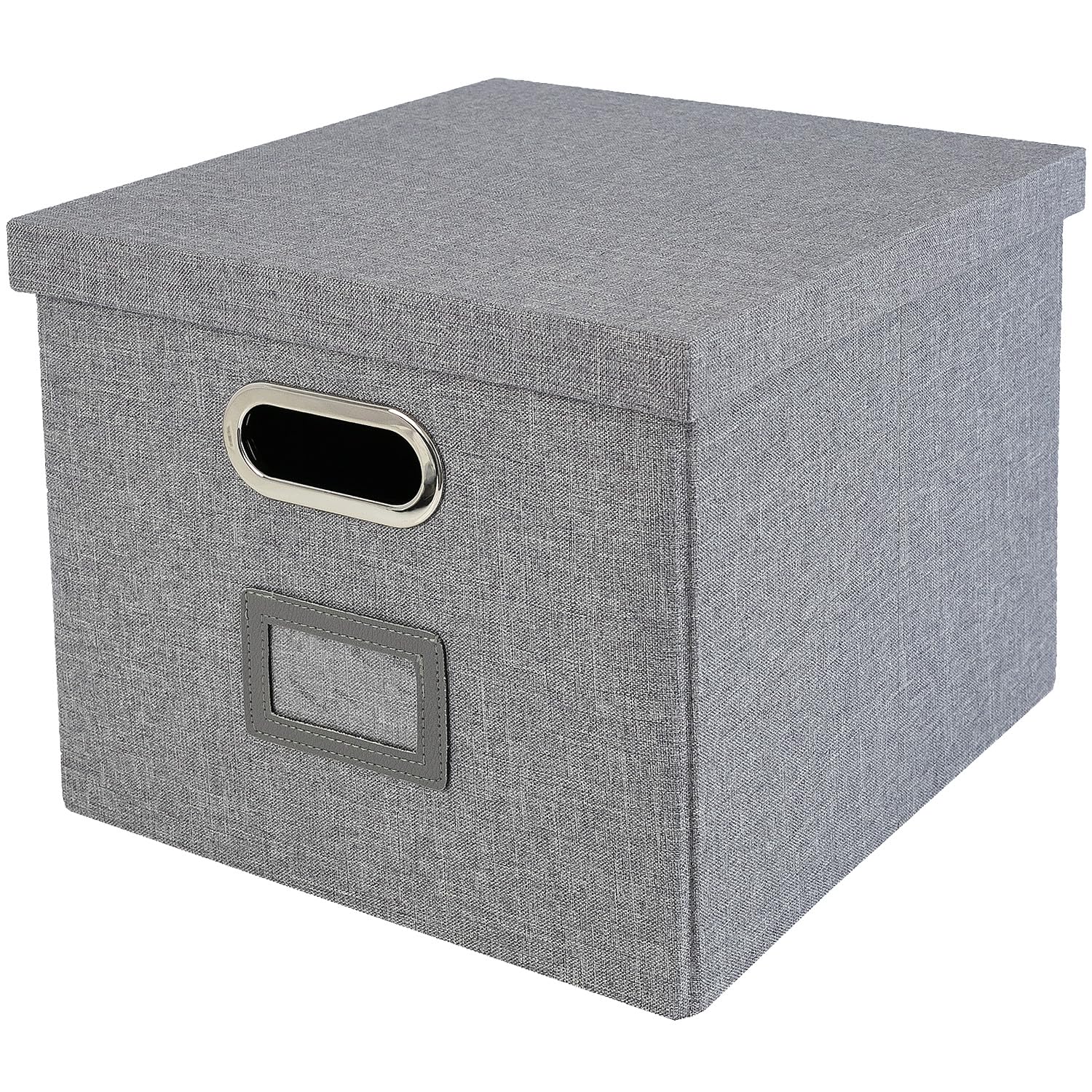 HMF Storage box with lid for DIN A4 hanging files | Suitable for Kallax | 33 x 37.5 x 28 cm | Grey