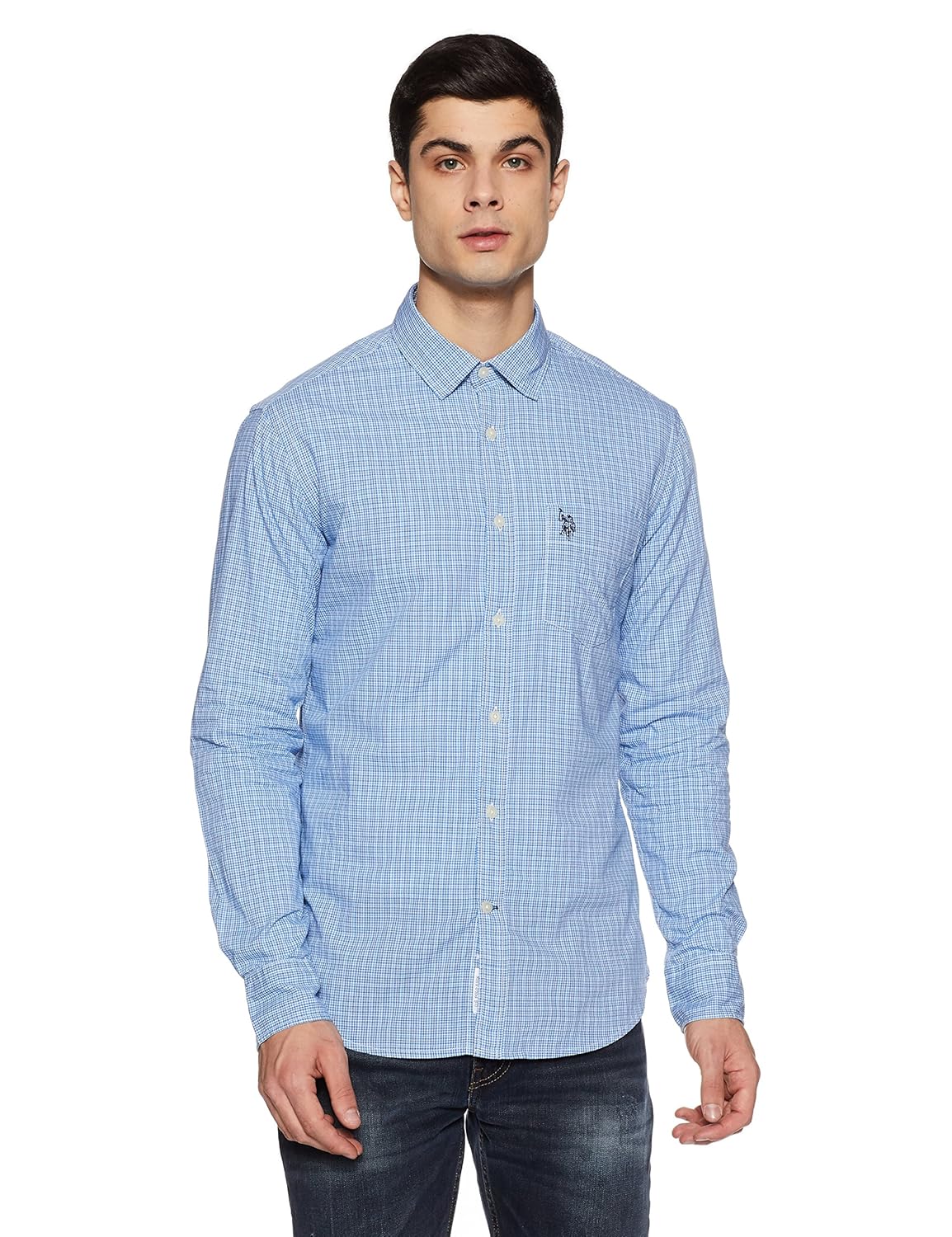 us polo association men's checkered regular fit casual shirt