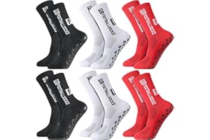 GGSTDDUP 6 Pairs Grip Soccer Socks for Men Anti Slip Athletic Socks Non-Slip Sports Football Basketball Socks with Grip Pads