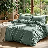 Bedsure 100% Washed Cotton Duvet Cover King Size - Iceberg Green Minimalist Cotton Duvet Cover Linen Like for All Seasons - GentleSoft™ Plain Simple Bedding (Iceberg Green, King, 104"x90")