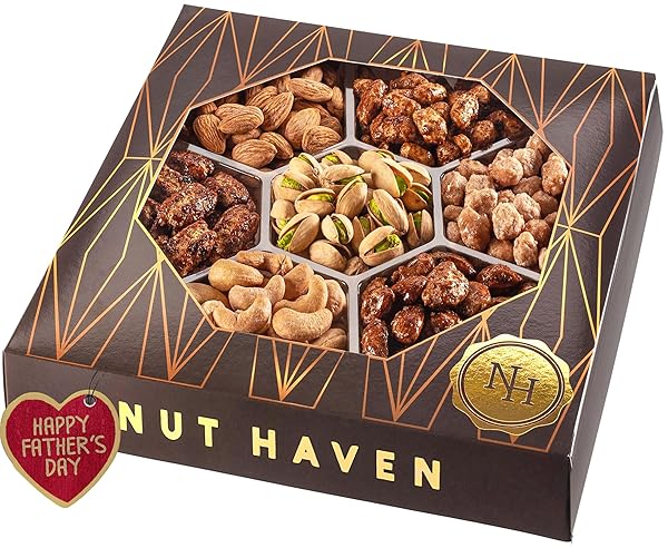 FATHERS DAY NUTS GIFT BASKET – EXTRA LARGE ASSORTMENT OF SWEET & ROASTED SALTED GOURMET NUTS – ASSORTED FOOD GIFT BOX FOR HUSBAND, DAD, HIM, FATHERS DAY, FAMILY, SYMPATHY, MEN & WOMEN.