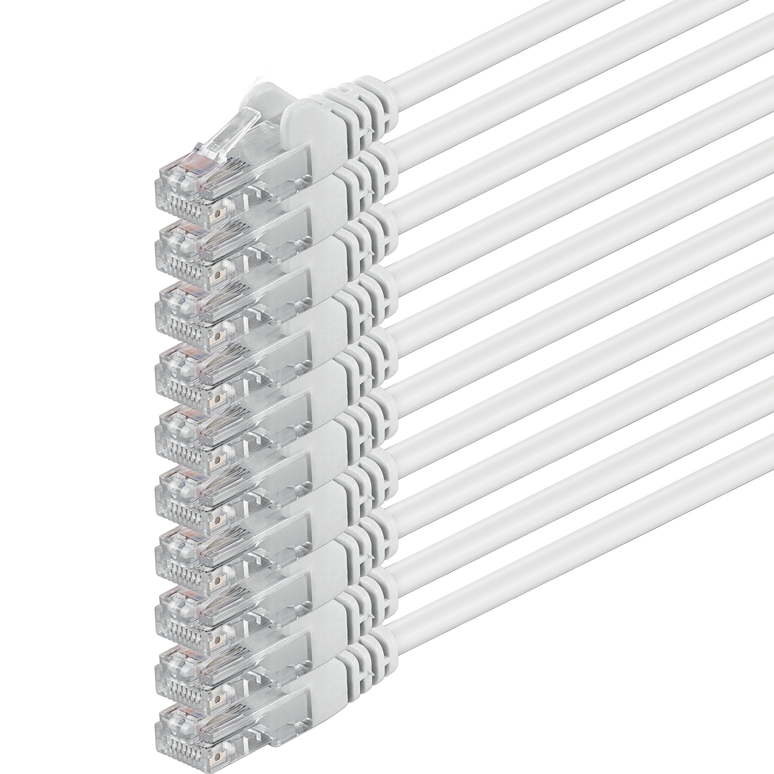1aTTack.de 0.25m - white - 10 pieces - (PACK) - CAT.6 CAT6 Ethernet LAN network cable 1000 Mbit/s patch cable