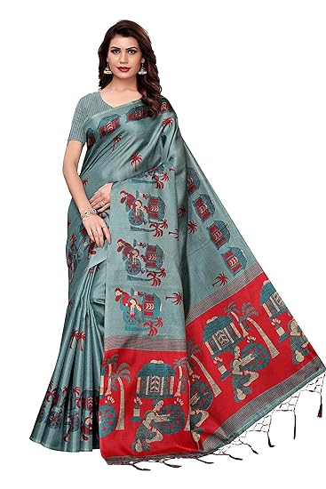 Winza Designer Womens Art Silk Saree With Blouse (VILLAGE)