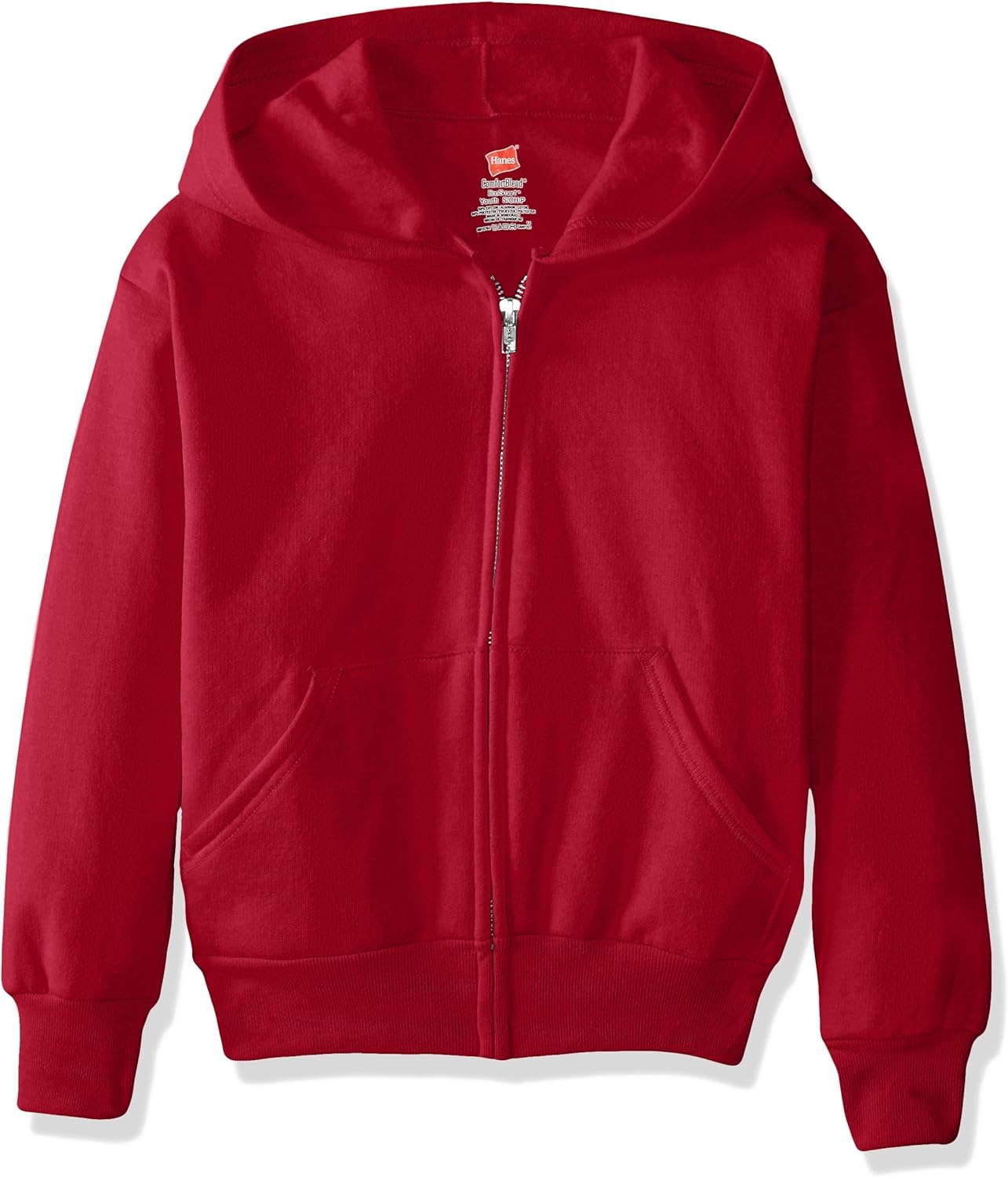 Hanes Boys EcoSmart Fleece Full Zip Hooded Jacket: Clothing