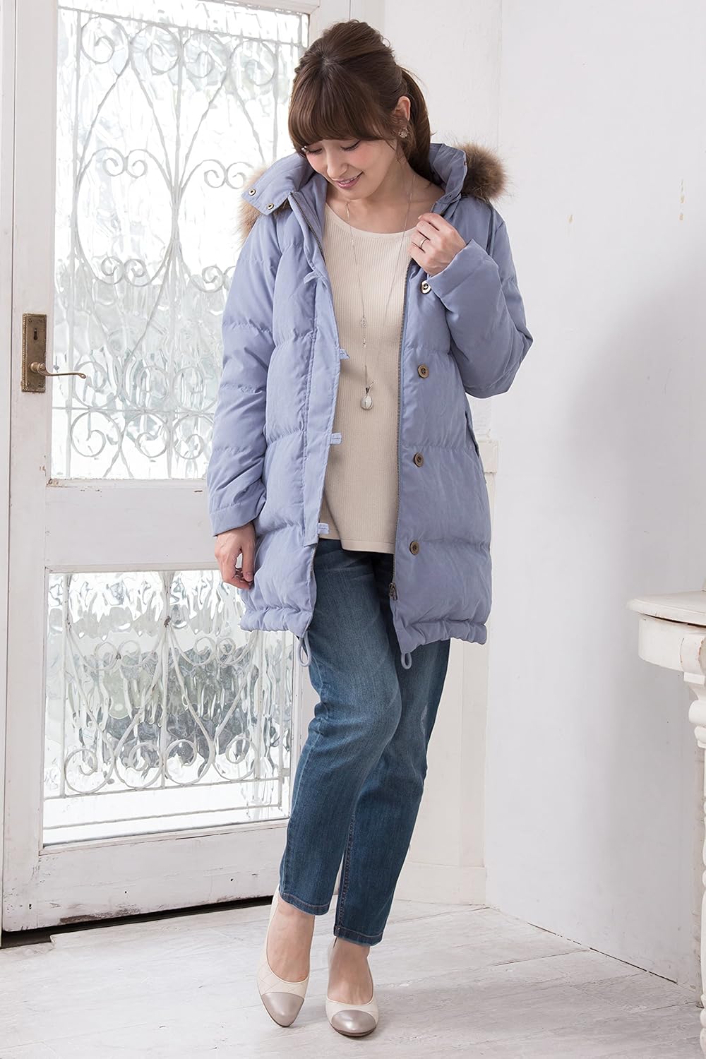 爆売り コートジャケット M 産前産後 ダッカー付き ファー付きフード 上質ダウン90 モッズ風 抱っこ対応 マタニティコート Mommy Sweet ライトカーキ M ライトブルー M ライトブルー Btby 人気ブランドを Www Aiq Aiq Com Mx