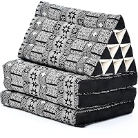 Leewadee 3-Fold Mat With Triangle Cushion - XXL 67x31 Inch Kapok Filled Floor Mattress & Backrest, Brown Red