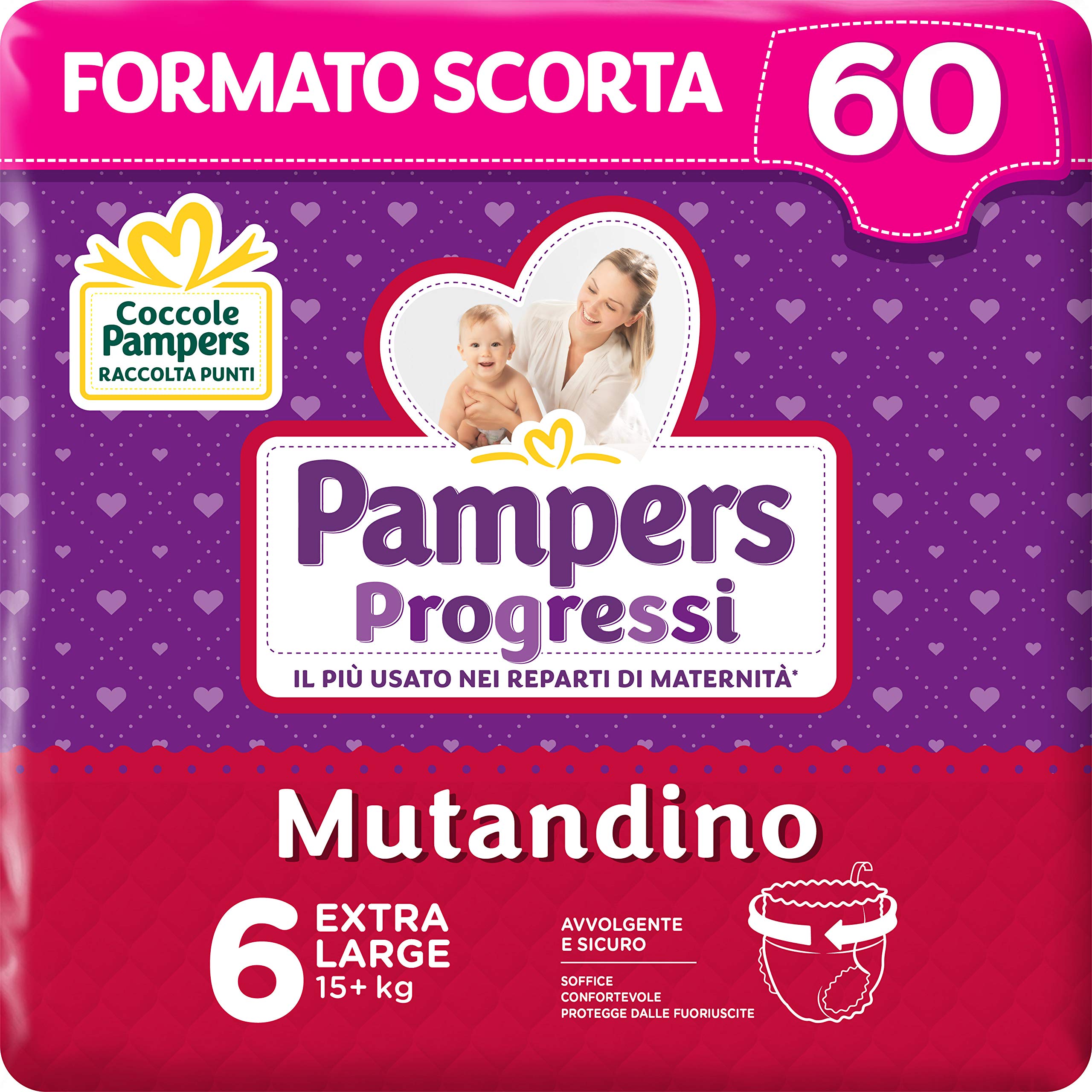 Pampers Progressi Pant XL 60 Nappies, Size 6 (15+ kg)