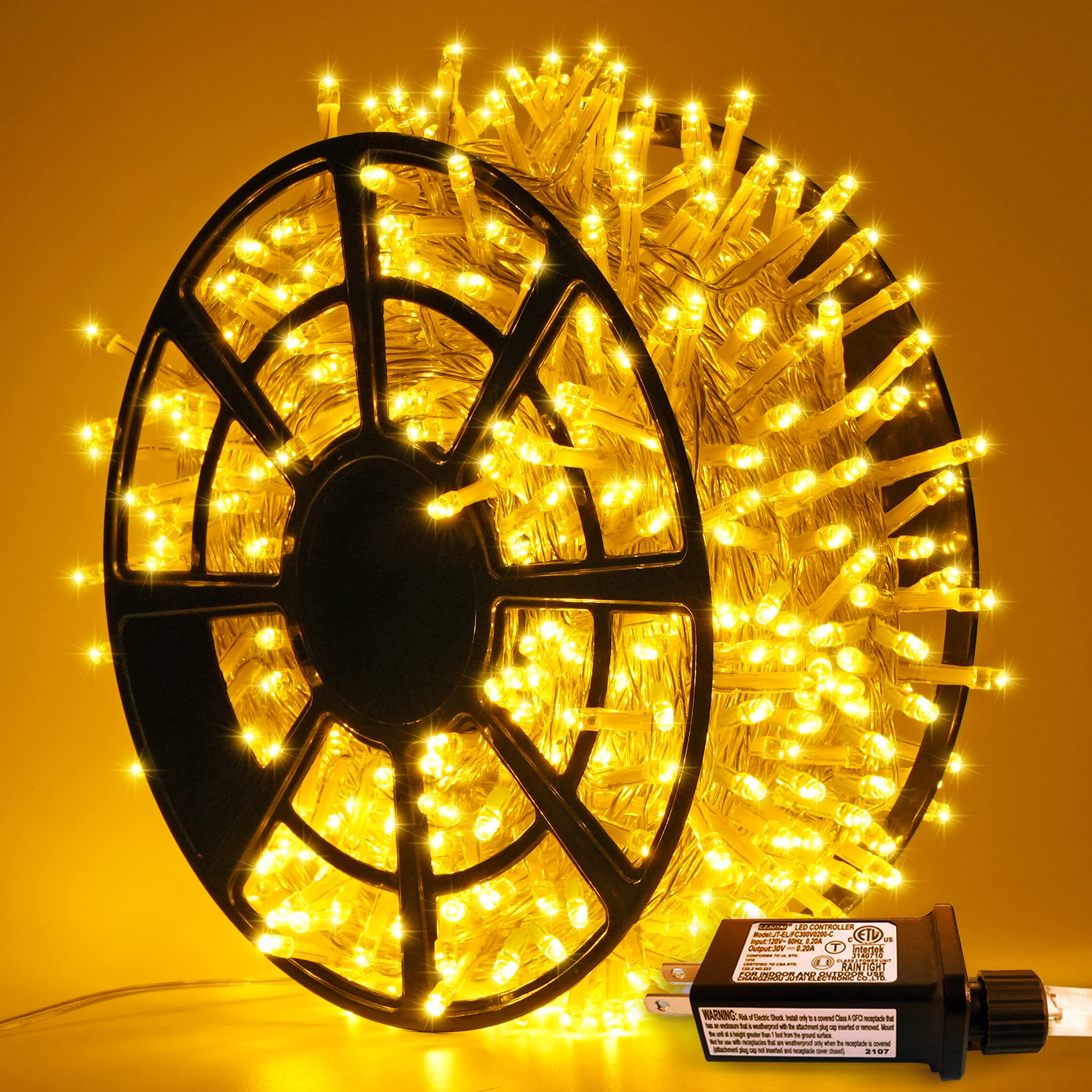 JMEXSUSS 230ft 720 LED Warm White Christmas String Lights Outdoor, Plug-in Outdoor String Lights with Remote Control, Clear Wire 8 Modes Christmas Tree Light for Bedroom Tree Image