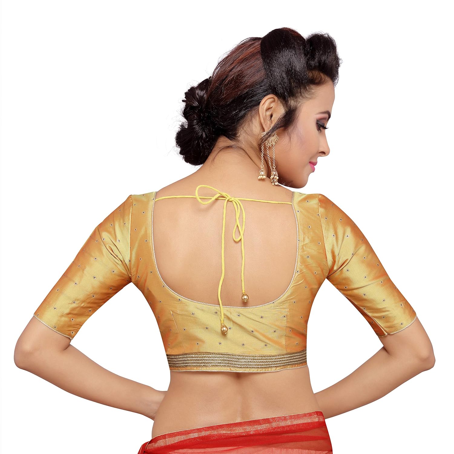 studio shringaar women's polyester stitched saree blouse