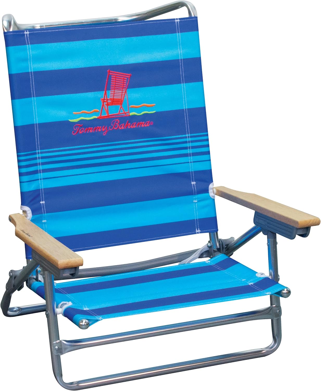 Tommy Bahama 5 Position Classic Lay Flat Beach Chair Blue