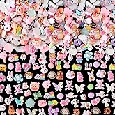 COOSLIM 150pcs Cute & Sweet 3D Animal Nail Charms for Acrylic Nails, Flower Bear Butterfly Animal Shape Charms for Nail, Perfect for Nail Art Decorations & DIY Accessories Crafts（Mixed Color）